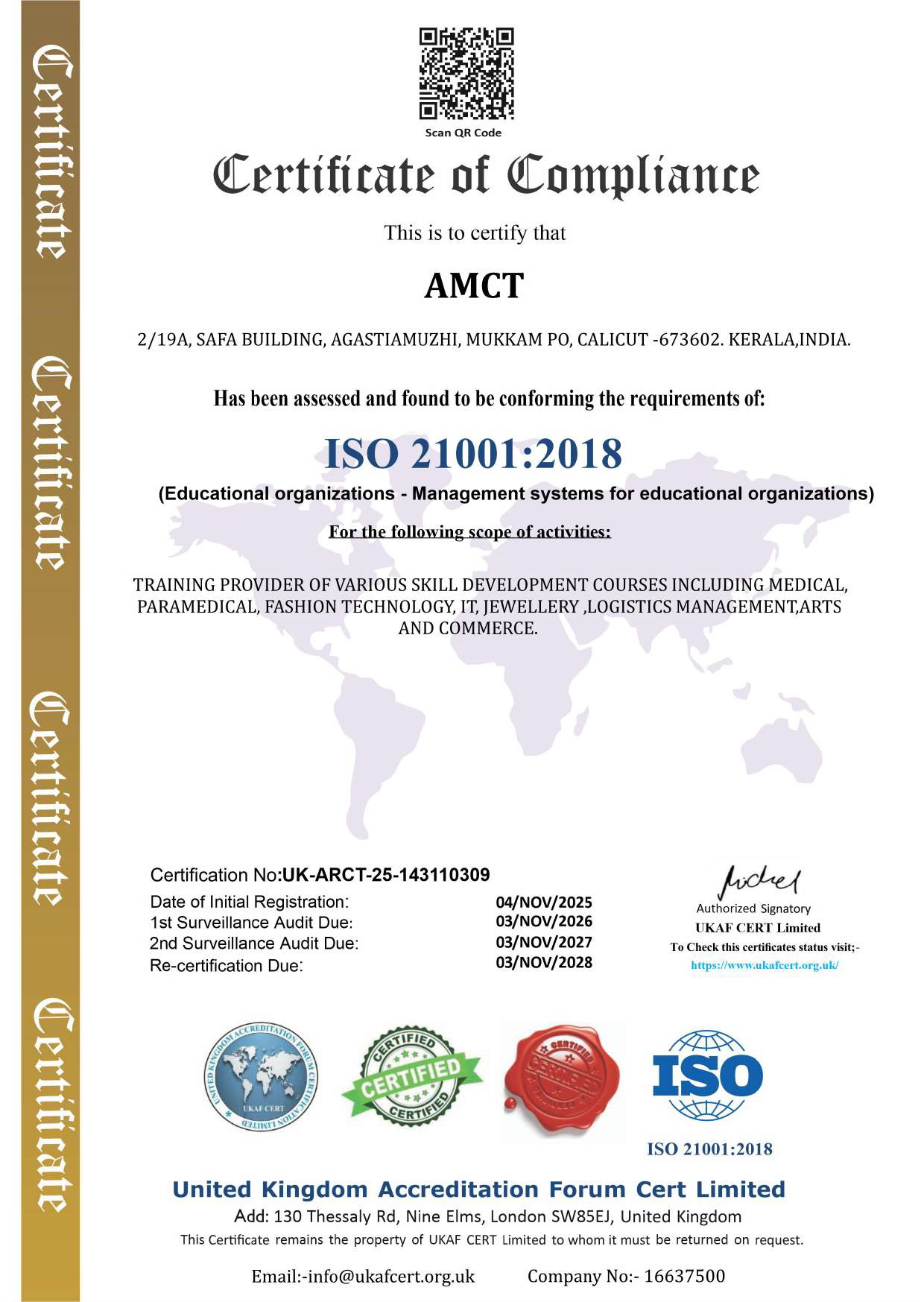 AMCT Certificate